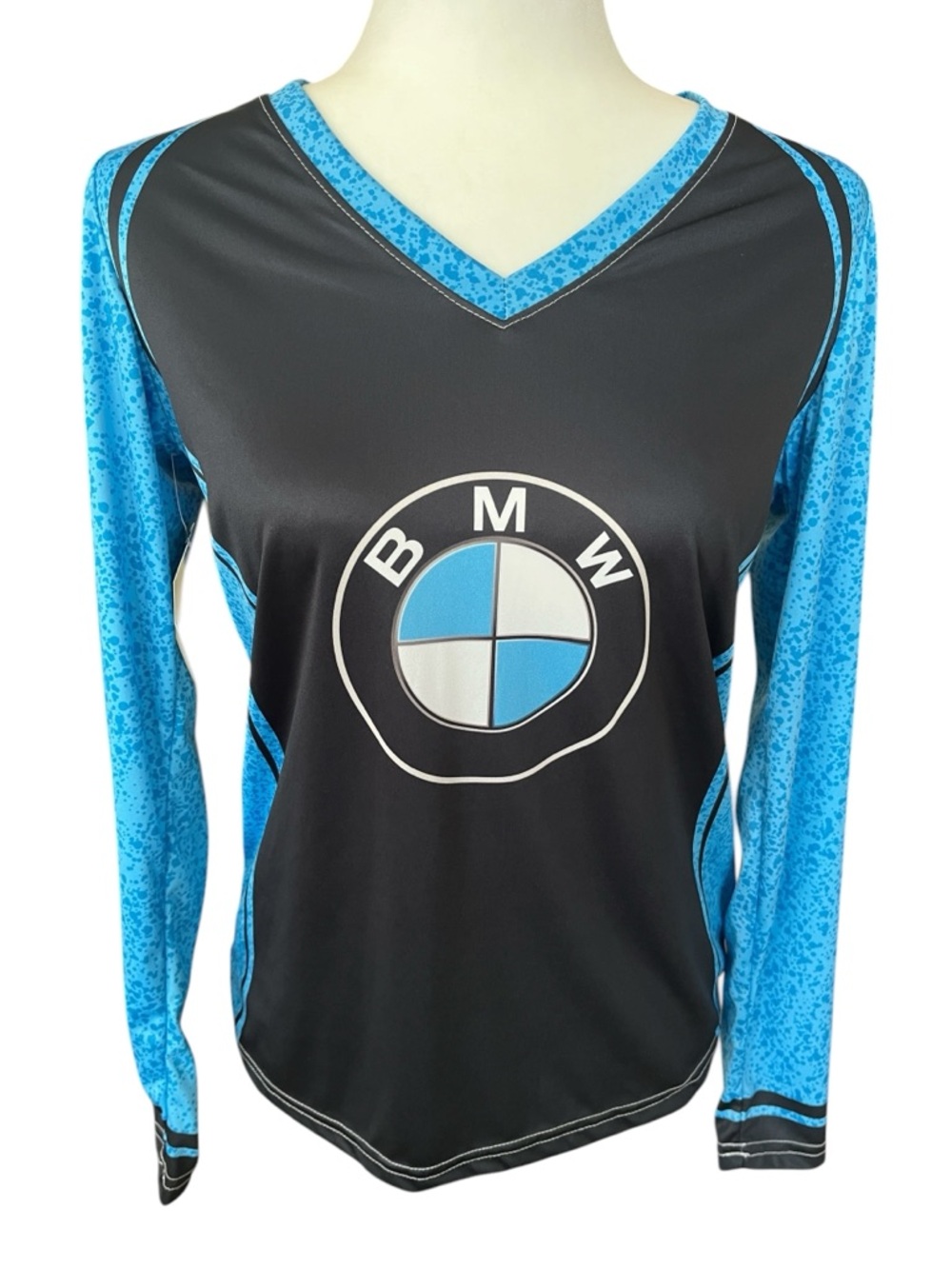NWT Made Loyal BMW Black and Bright Blue Long Sleeve Women’s Jersey Size Small